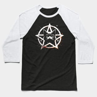 Black Cat Pentagram Pentacle Kitty Kitten Baseball T-Shirt